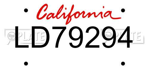 LD79294 California License Plate