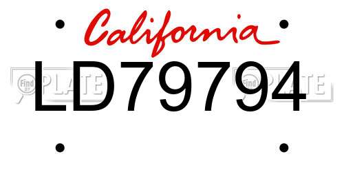 LD79794 California License Plate