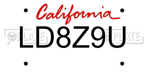 LD8Z9U California License Plate
