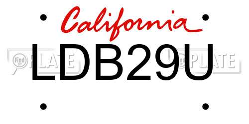 LDB29U California License Plate