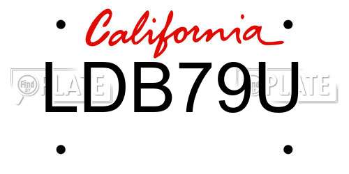 LDB79U California License Plate