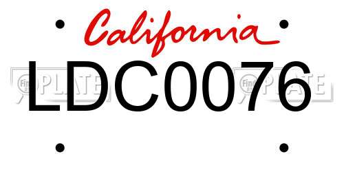 LDC0076 California License Plate