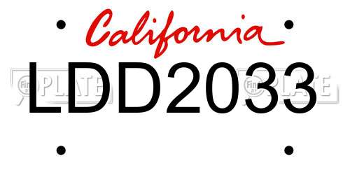 LDD2033 California License Plate