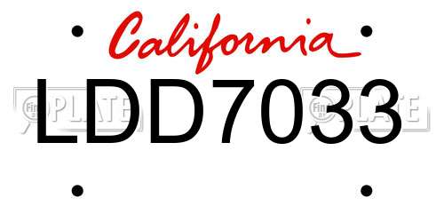 LDD7033 California License Plate