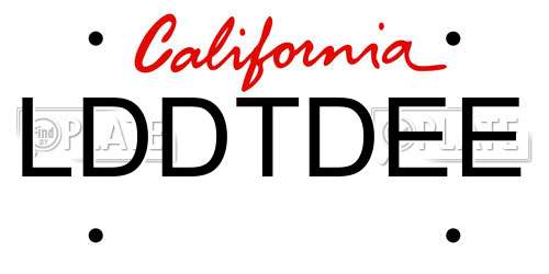 LDDTDEE California License Plate