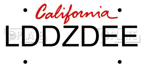LDDZDEE California License Plate