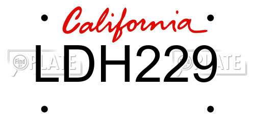 LDH229 California License Plate