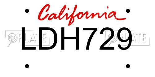 LDH729 California License Plate