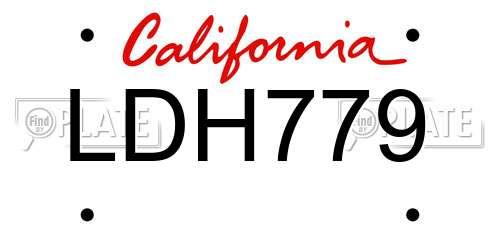 LDH779 California License Plate