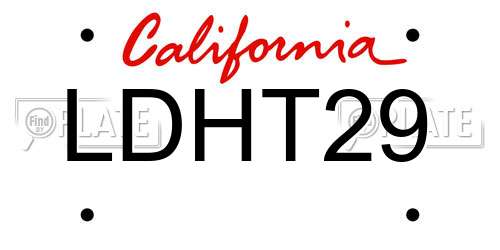 LDHT29 California License Plate