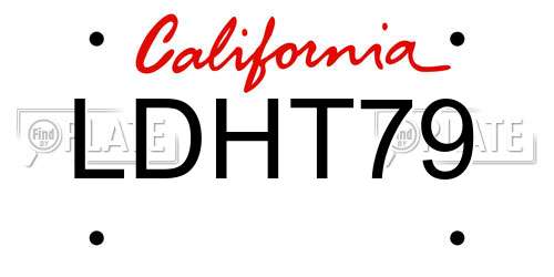 LDHT79 California License Plate