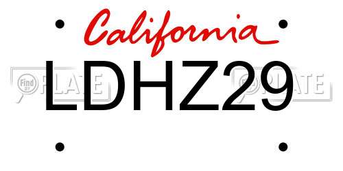 LDHZ29 California License Plate
