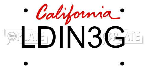 LDIN3G California License Plate