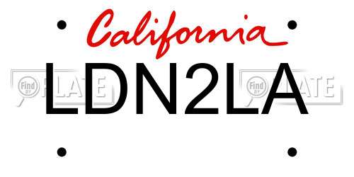 LDN2LA California License Plate