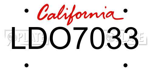 LDO7033 California License Plate