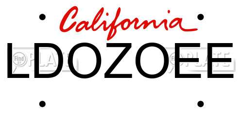 LDOZOEE California License Plate
