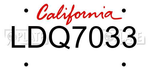 LDQ7033 California License Plate