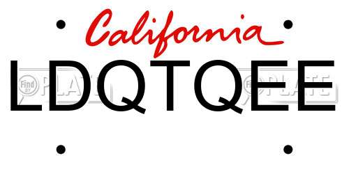 LDQTQEE California License Plate