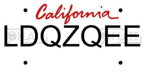 LDQZQEE California License Plate