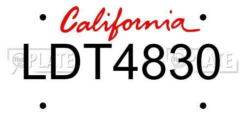 LDT4830 California License Plate