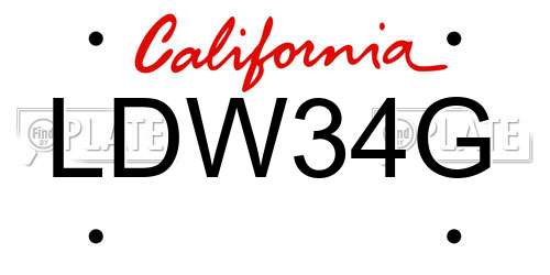 LDW34G California License Plate