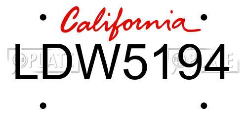 LDW5194 California License Plate