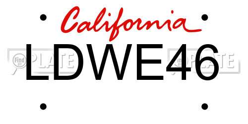 LDWE46 California License Plate