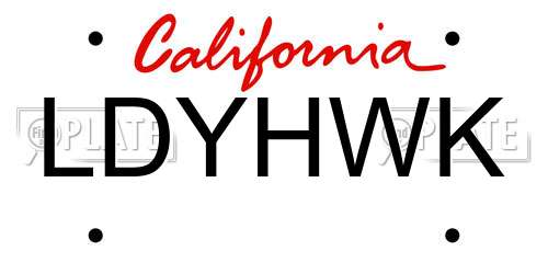 LDYHWK California License Plate