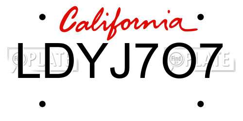 LDYJ7O7 California License Plate