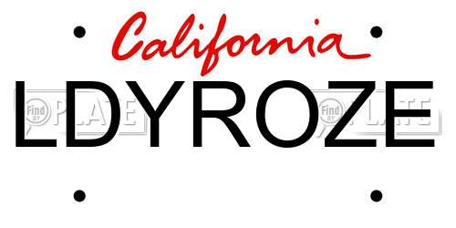 LDYROZE California License Plate