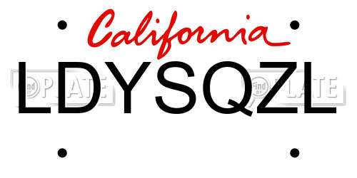 LDYSQZL California License Plate