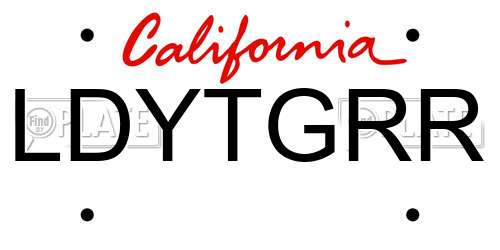 LDYTGRR California License Plate