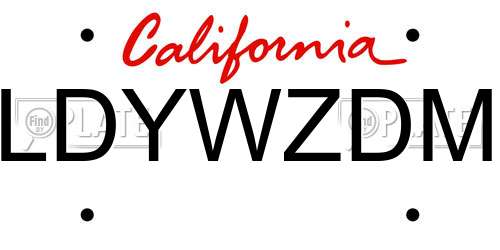 LDYWZDM California License Plate