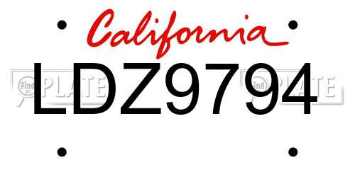 LDZ9794 California License Plate