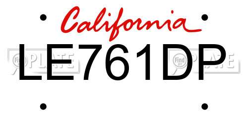 LE761DP California License Plate