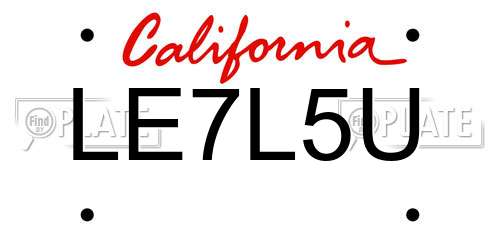 LE7L5U California License Plate