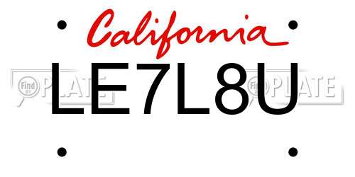 LE7L8U California License Plate