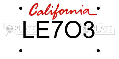 LE7O3 California License Plate