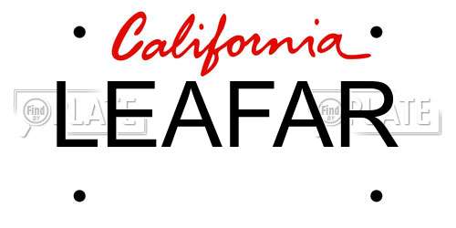 LEAFAR California License Plate
