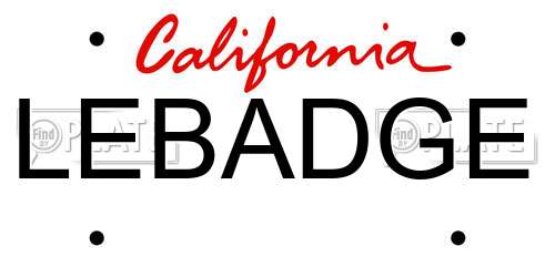 LEBADGE California License Plate