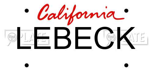LEBECK California License Plate