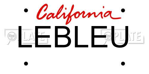 LEBLEU California License Plate