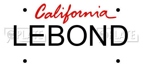 LEBOND California License Plate