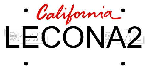 LECONA2 California License Plate