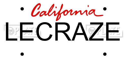 LECRAZE California License Plate