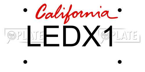 LEDX1 California License Plate