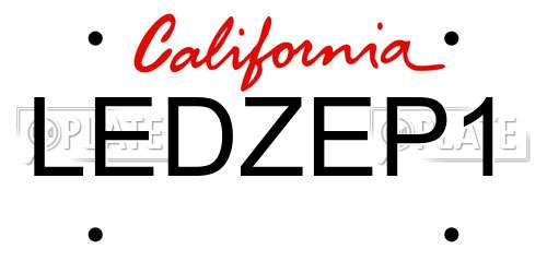 LEDZEP1 California License Plate