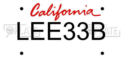 LEE33B California License Plate