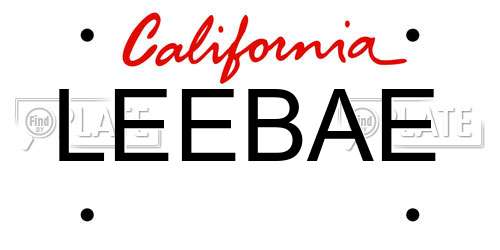 LEEBAE California License Plate