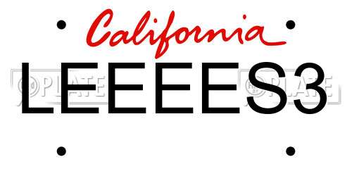 LEEEES3 California License Plate